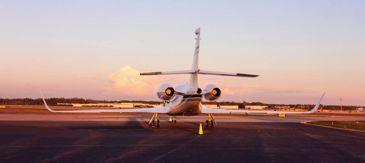 Dassault Falcon 20 on the ramp in the evening light