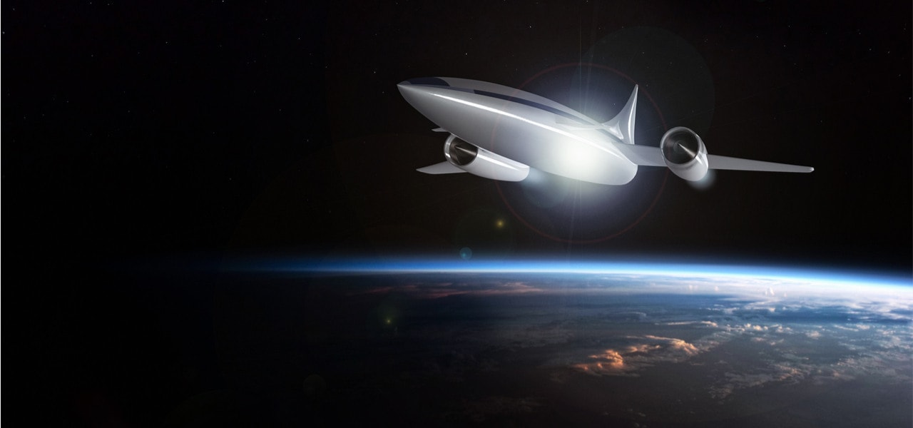 The concept of a futuristic hypersonic passenger aircraft flying in the stratosphere